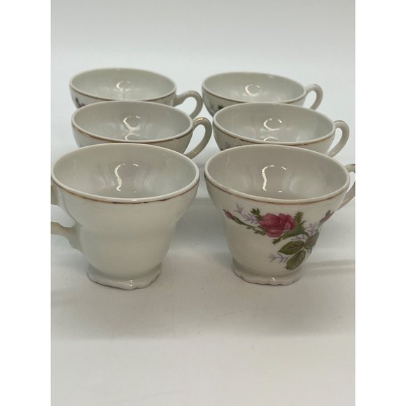 Set of 6 PorcelainTea Cups with Pink Roses Made in Japan - Picture 7 of 11